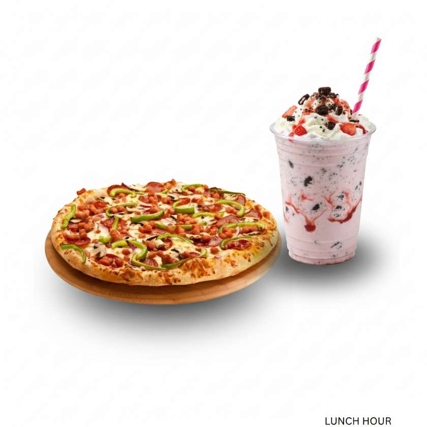 1 Medium Pizza with 500ml Milkshake