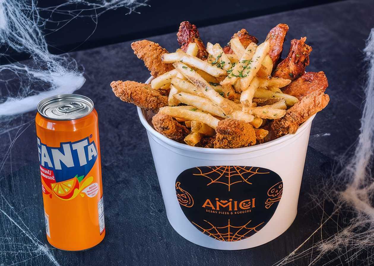 Chicken Wings and Strips Menu (choose ice cream or a drink)