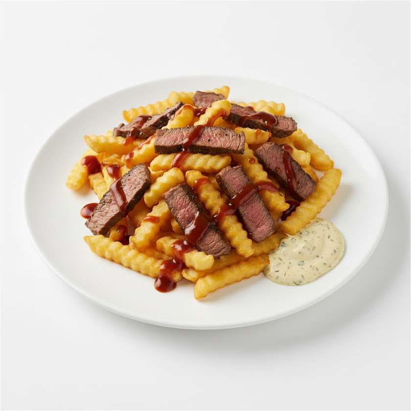 French fries with meat