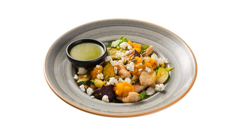 Moliūgų ir burokėlių salotos su vištiena