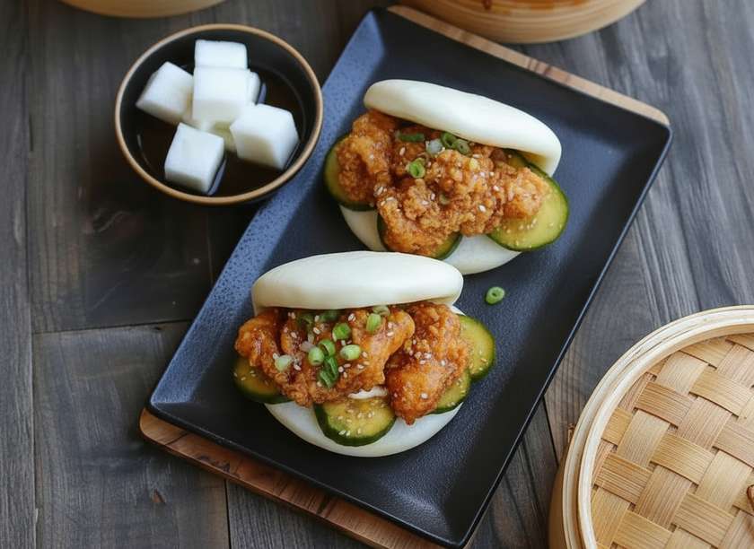 Bao Sandwiches with Honey Ginger K-Chicken