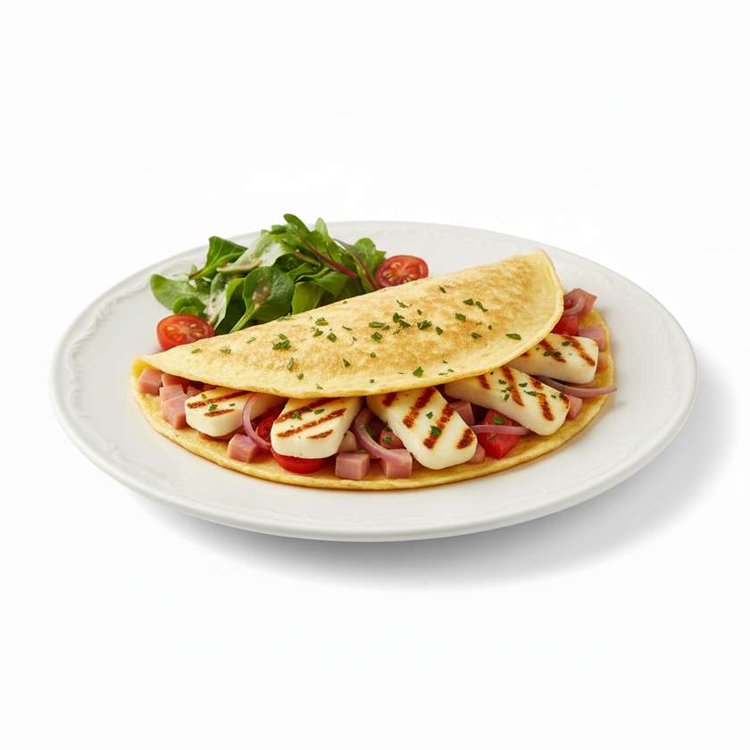 Ομελετα με χαμ και χαλλουμι