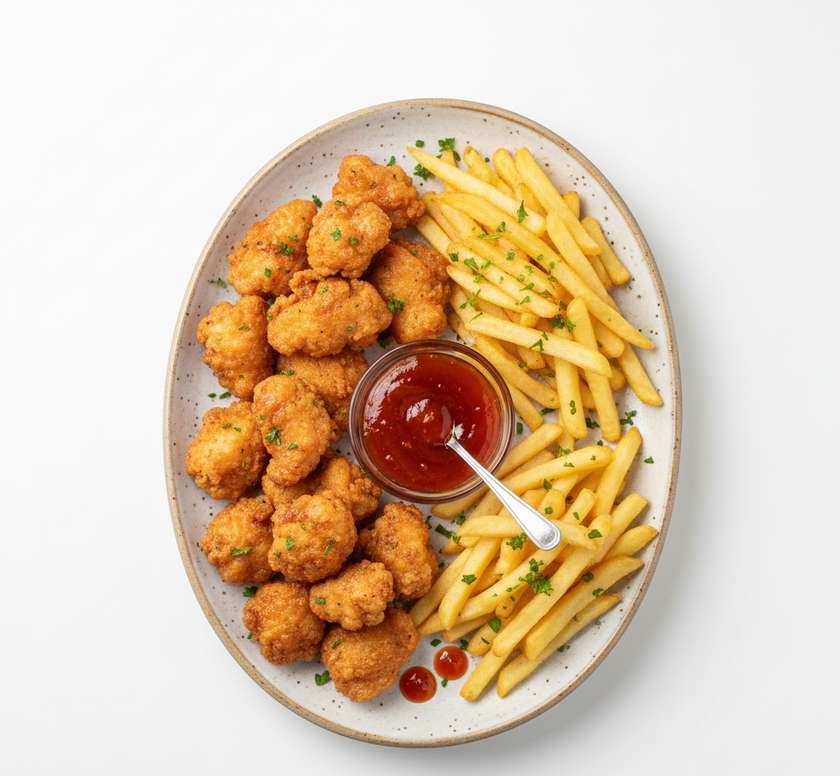 Shanghai Chicken Platter with Sweet Chili Sauce and Fries