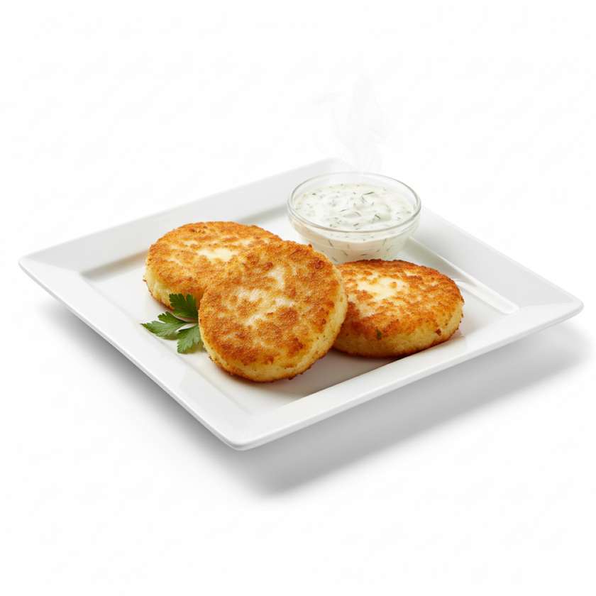 Smoked cheese fried in potato batter with garlic dressing