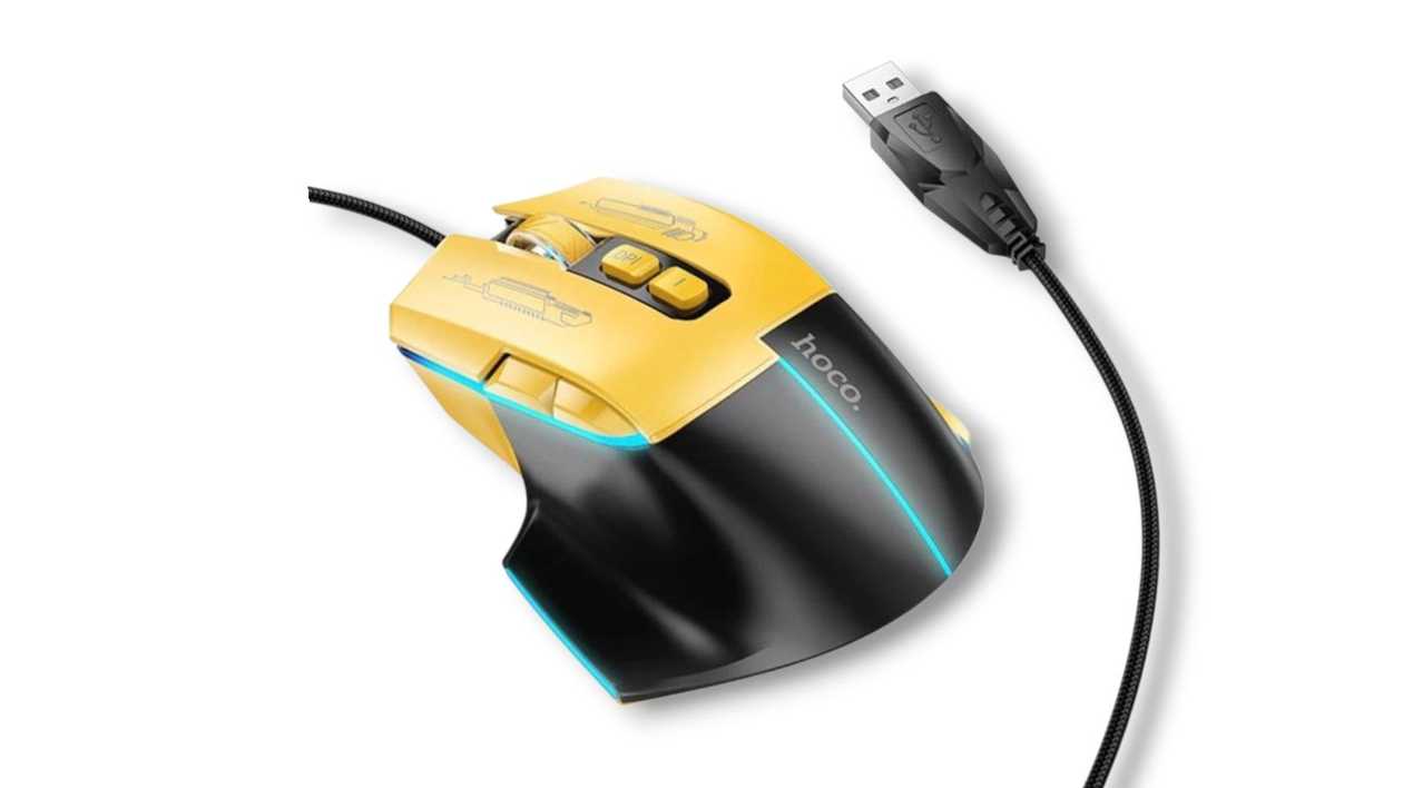 Hoco GM31 Gaming Mouse, Yellow-Black, 6942007629201