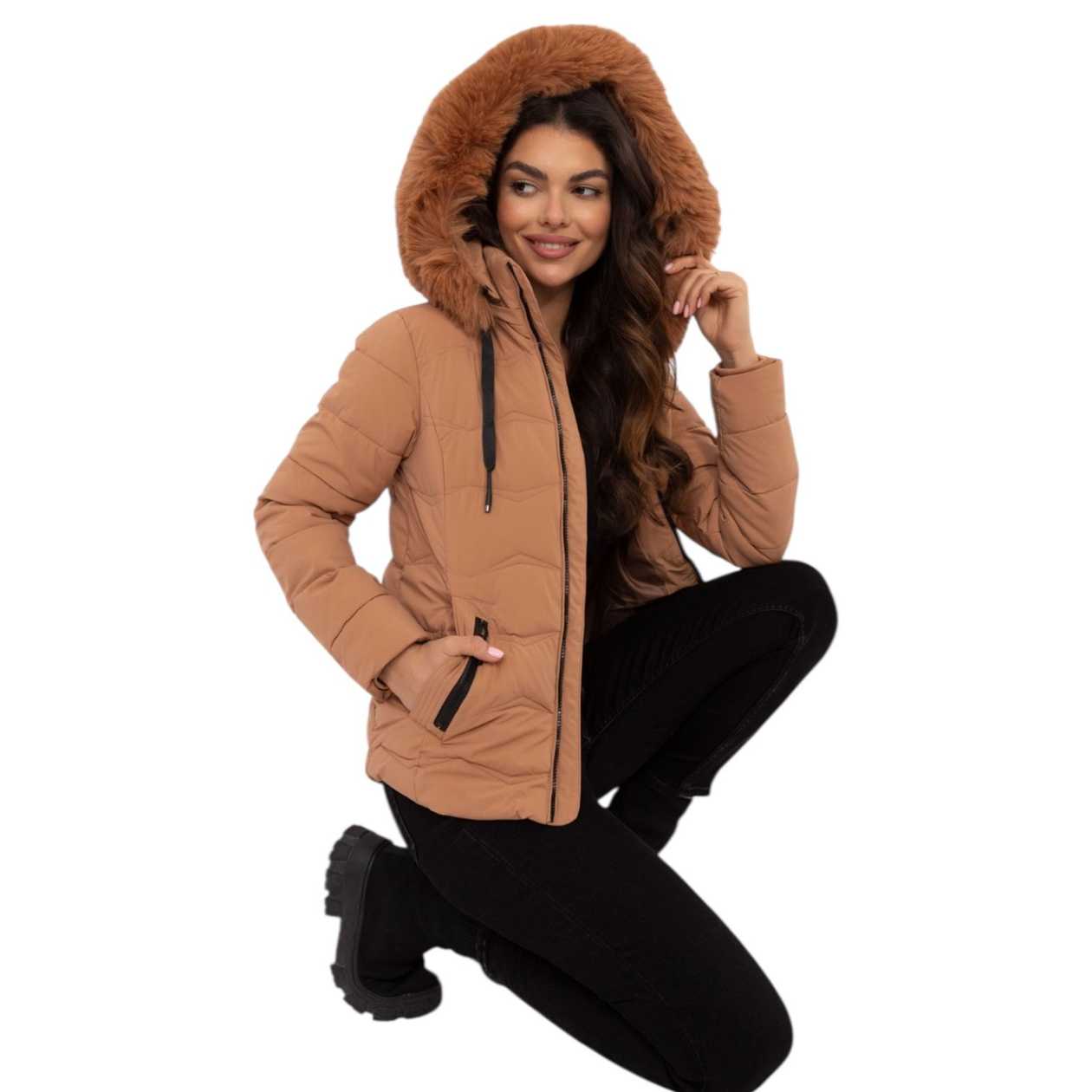 Krátka bunda s kožušinou Style Fur M