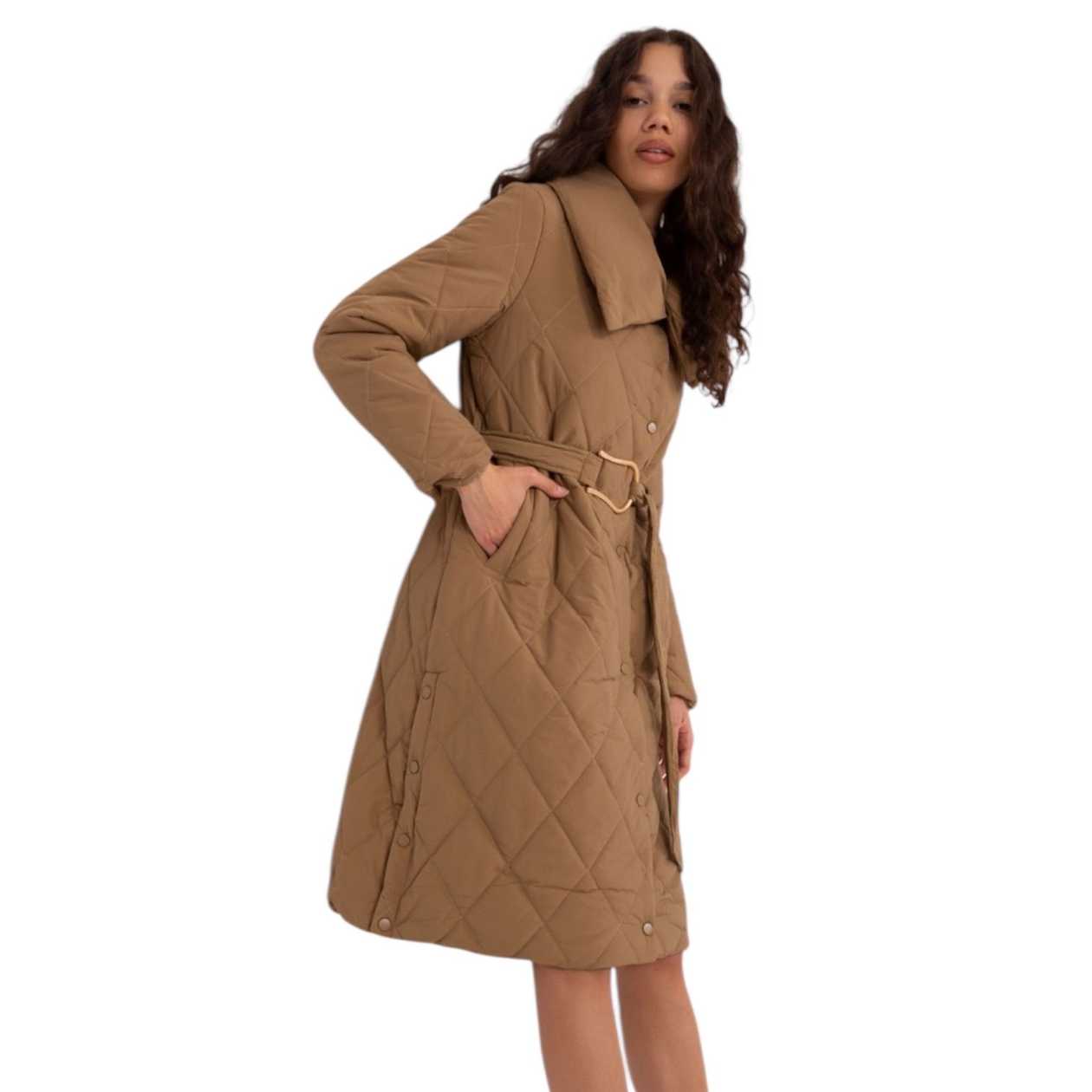 Hnedá zimna bunda štýl kabát XL