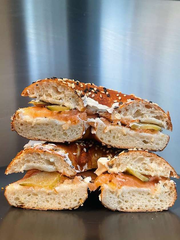 Bagel with Salmon and Pickled Cucumber