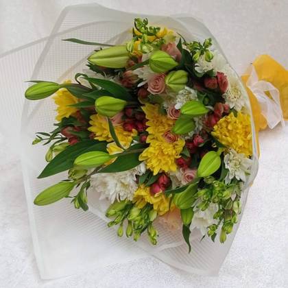 Bright Yellow with Touches of Other colors bouquet