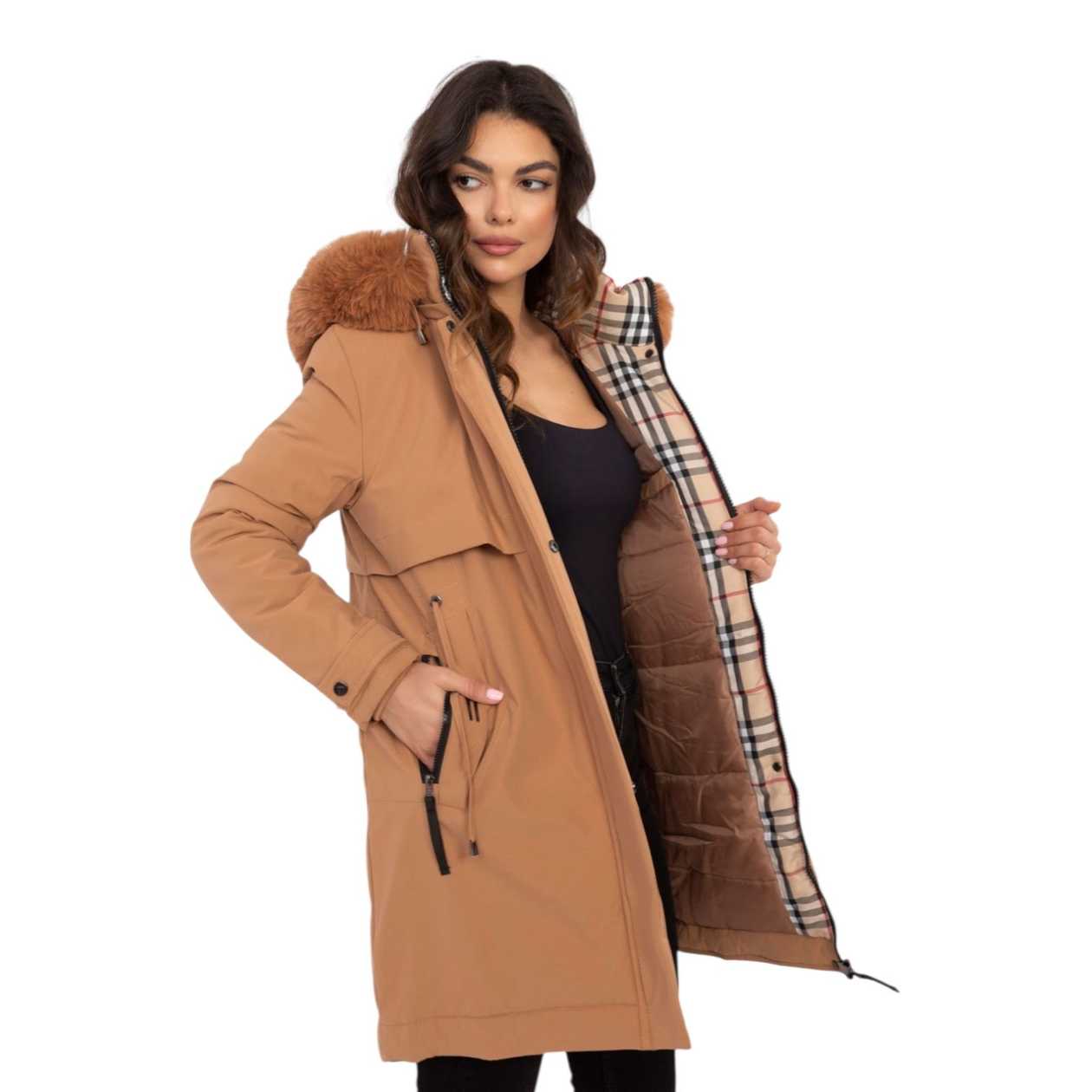 Zimná bunda STYLE FUR karamelová L