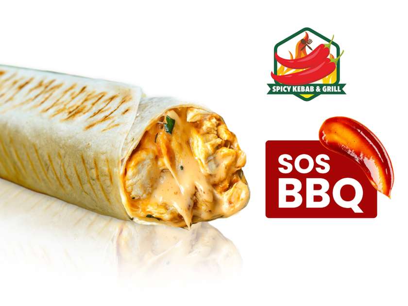 Rollo Kebab z mięsem i sosem BBQ