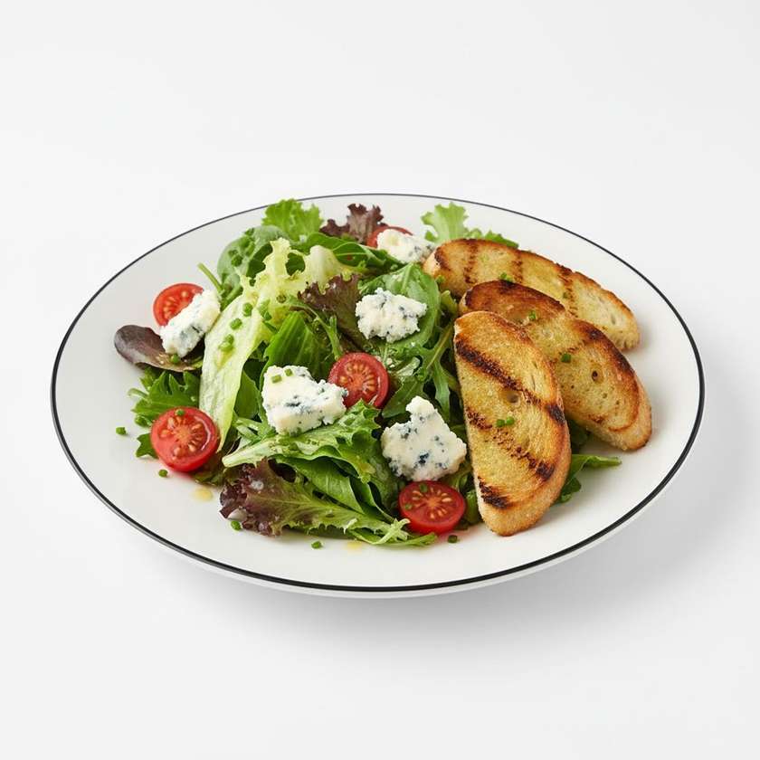 Lettuce Salad with Tomato, Blue Cheese and Toast (1,7)