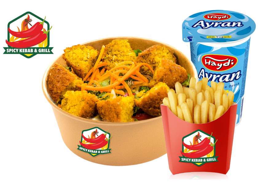 🌿 Zestaw Sałatka Falafel + Pocket Frytki + Ayran