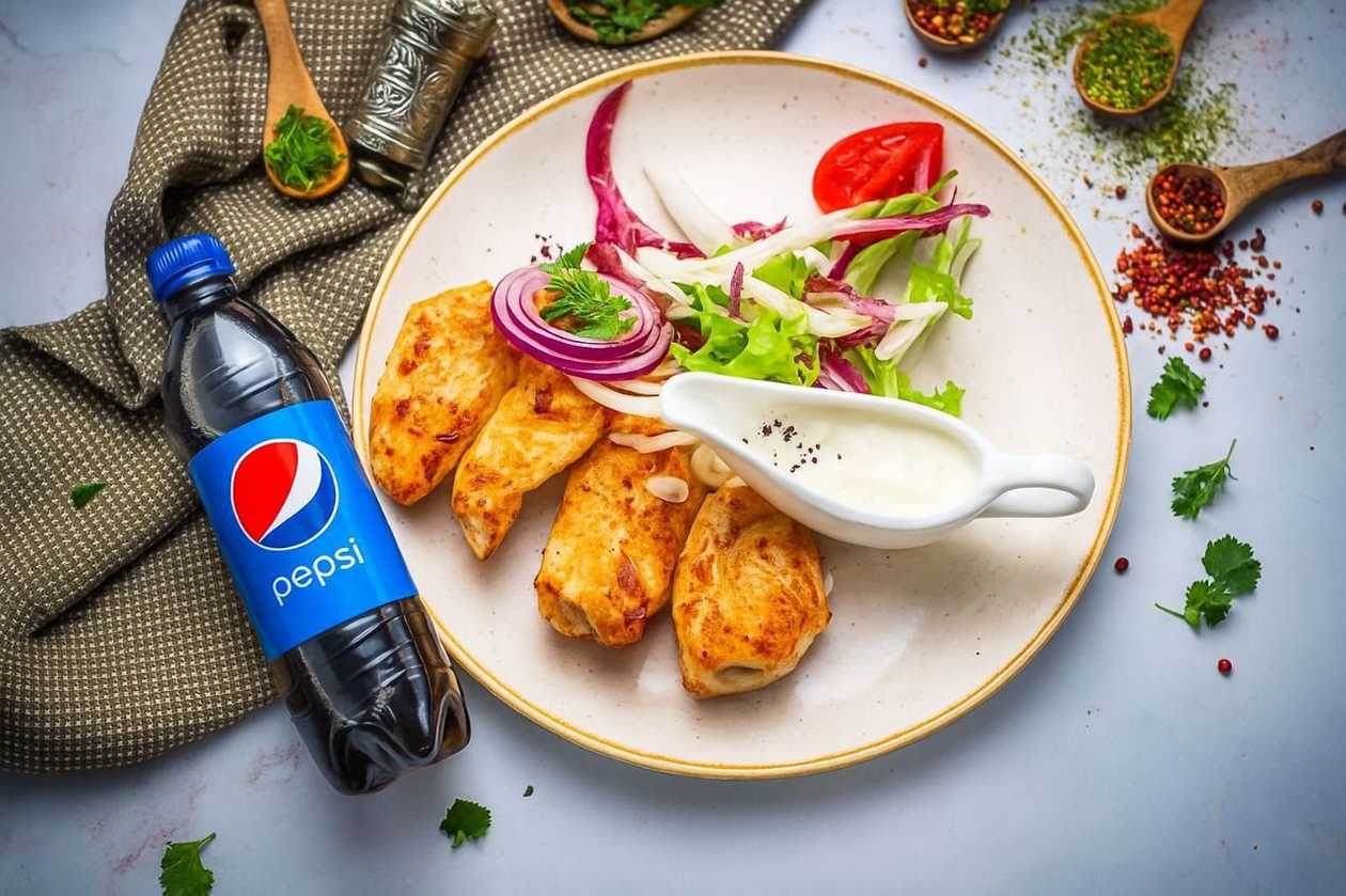 Šaslõkk kanafileest + Pepsi 0.5 l