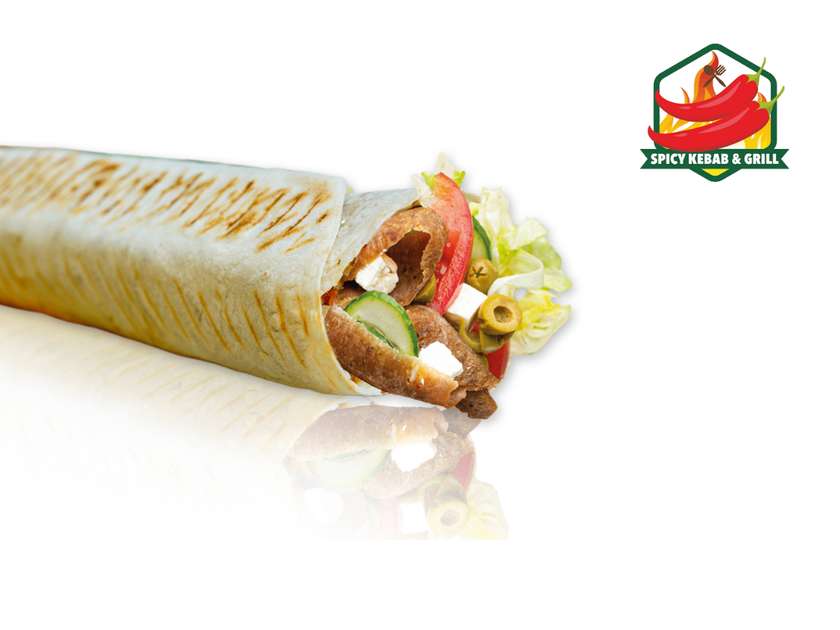 Rollo Kebab with Meat and Feta Cheese