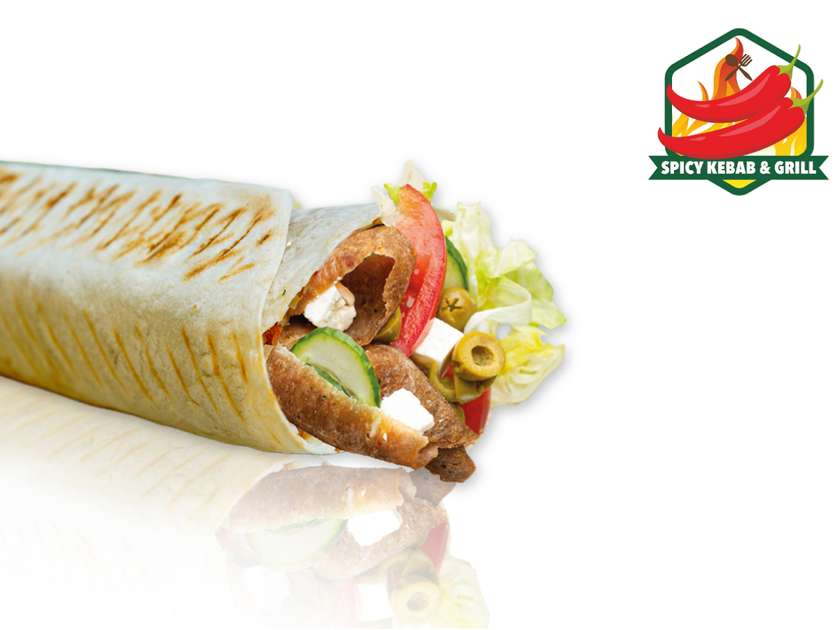 Rollo Kebab with Meat and Feta Cheese