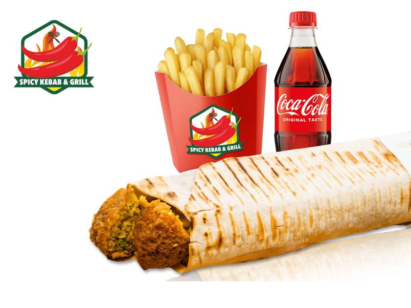 🌿 Zestaw Rollo Falafel + Pocket Frytki + Coca-Cola 500ml