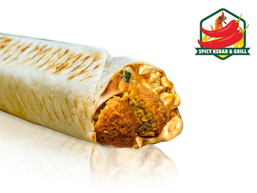 Rollo Kebab with Falafel and Cheese