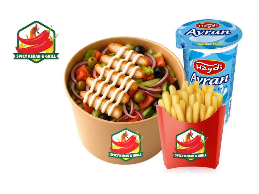 🔥 Zestaw Sałatka z Kurczakiem Premium + Pocket Frytki + Ayran