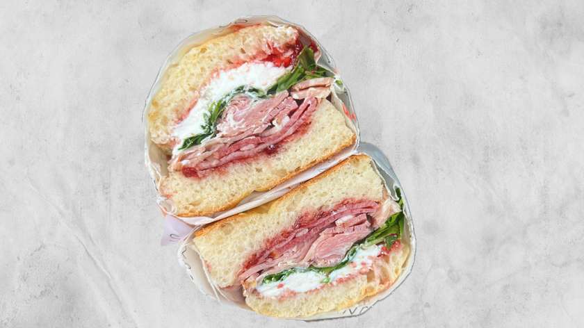 Goat Cheese Prosciutto Focaccia Sandwich