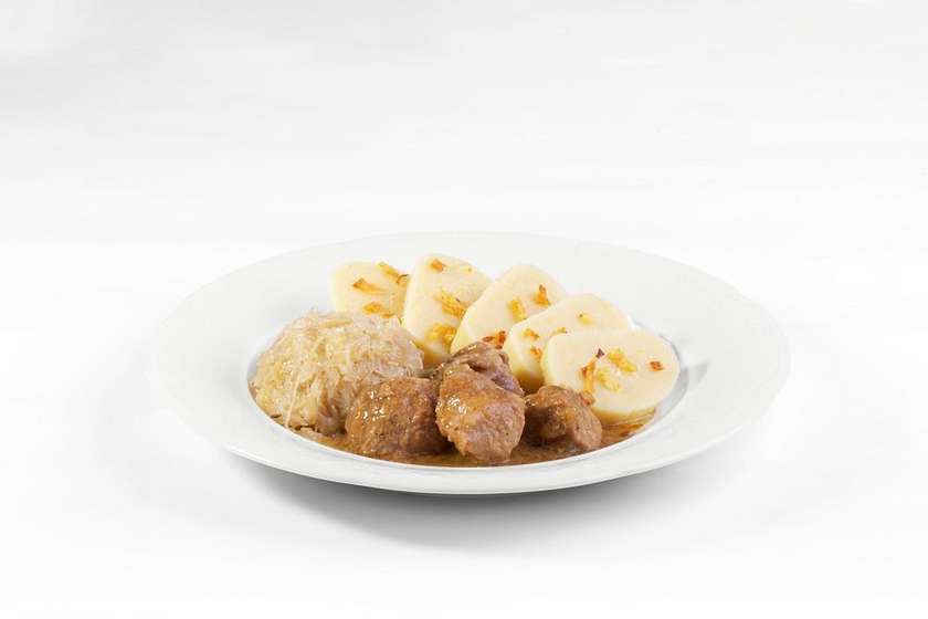 Moravian Pork Sparrow with White Cabbage and Potato Dumplings