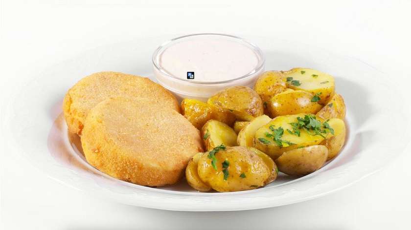 Fried Hermelín Cheese with Parsley Grenaille Potatoes and Tartar Sauce
