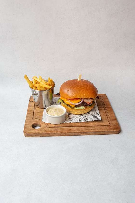 Beef Burger with Fries and Our Burger Sauce
