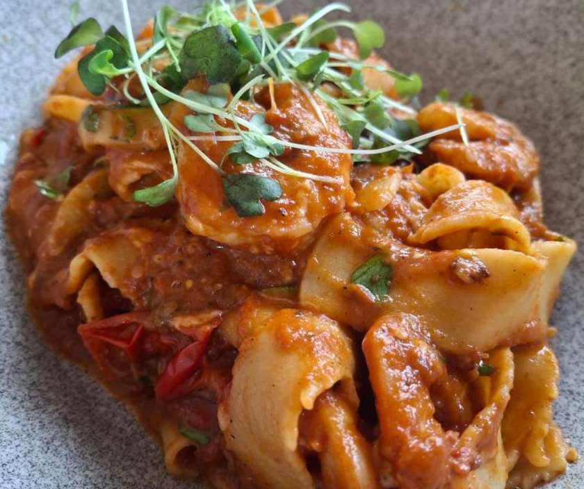 Pappardelle s restovanými krevetami