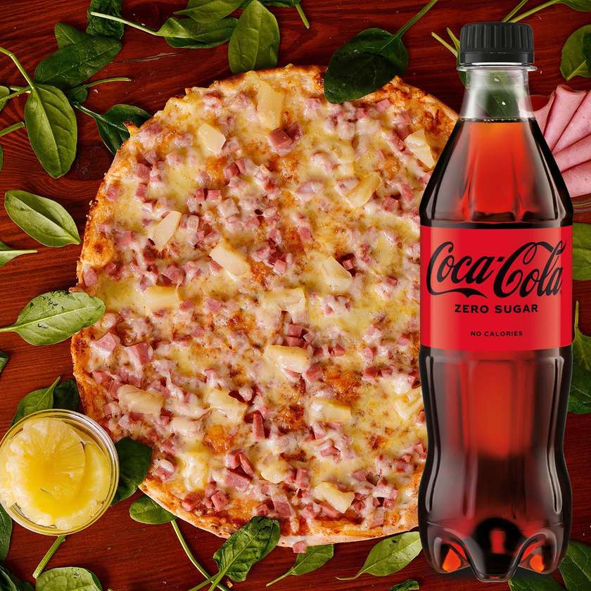 Hawaii pica 42cm + Bulvytės Fri + 2x 0,5l Coca - Cola