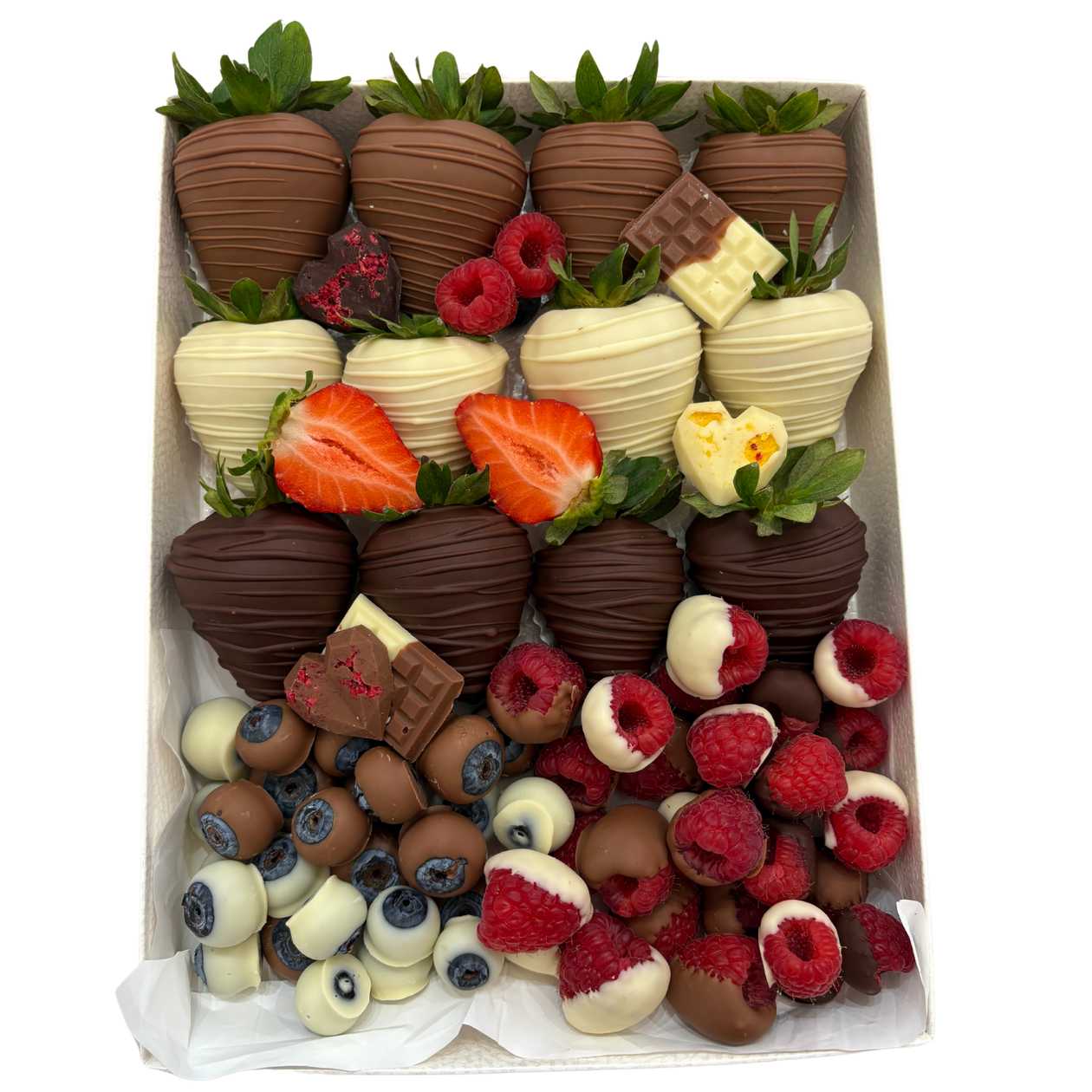 Box of fresh strawberries in chocolate "Berry mix"