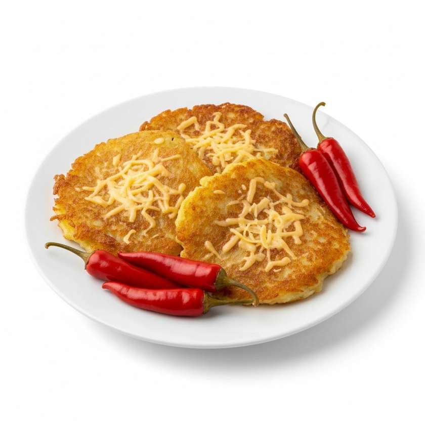 Domácí bramboráčky sypané Irským Čedarem, nakládané beraní rohy