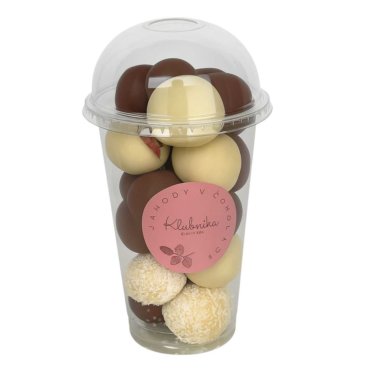 Cup of strawberries in chocolate