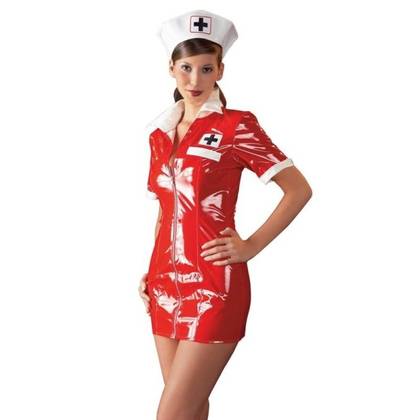 PVC Nurse Dress Party Costume NDR1, Size L