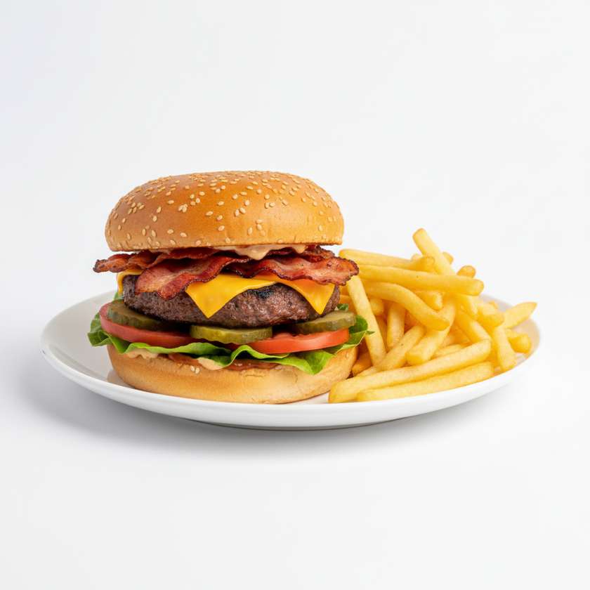 Hamburger s hranolkami (1,3,7,9,10)