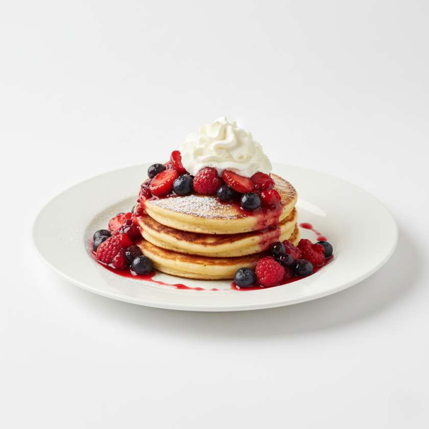 Lívance s horkým ovocem a šlehačkou (1,3,7)