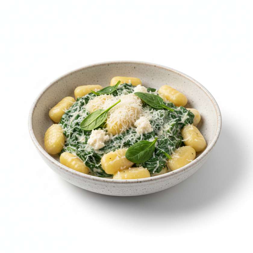 Gnocchi s listovým špenátem, parmazánem a smetanou (1,3,7)