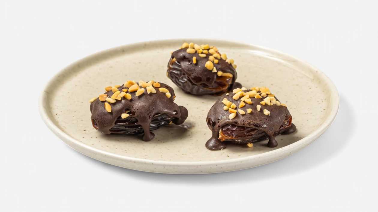 Date with peanut butter cream and chocolate