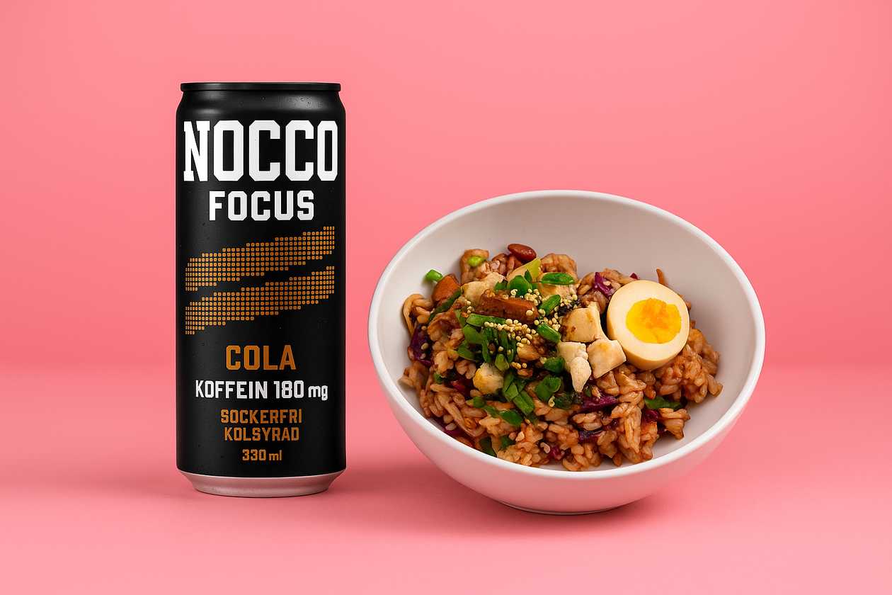 Soe teriyaki kana riisikauss + NOCCO cola