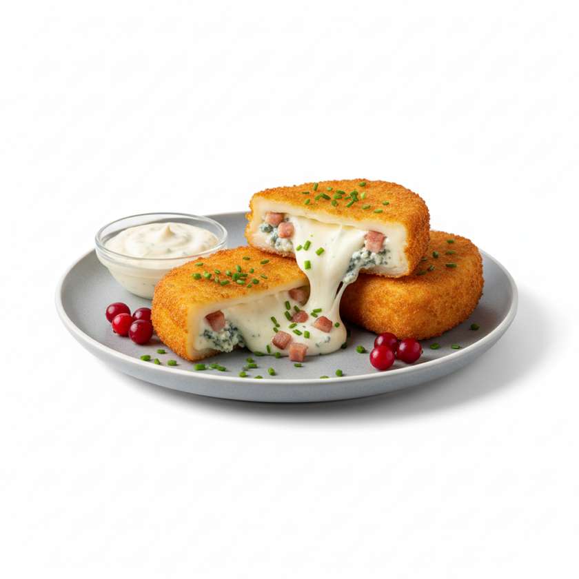 Smažený plněný hermelín s nivou a anglickou slaninou (1,3,7)