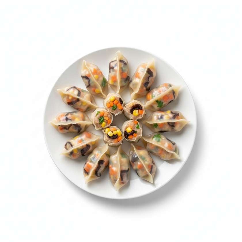 Carrot, Corn and Judas Ear Mushroom Dumplings