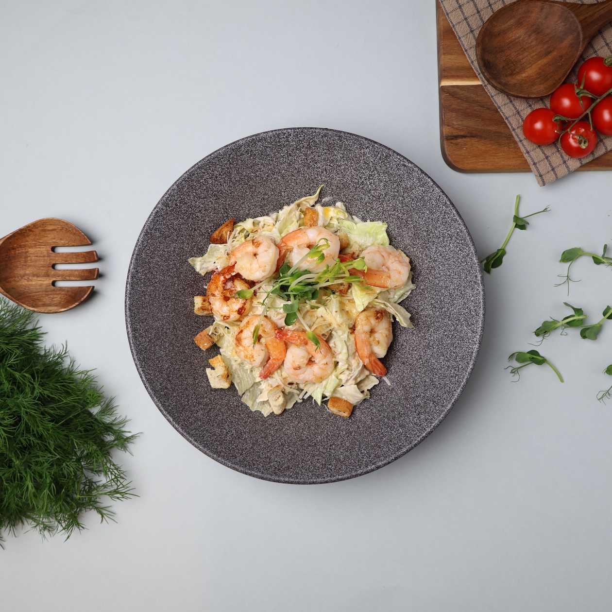 Caesar salad with shrimp