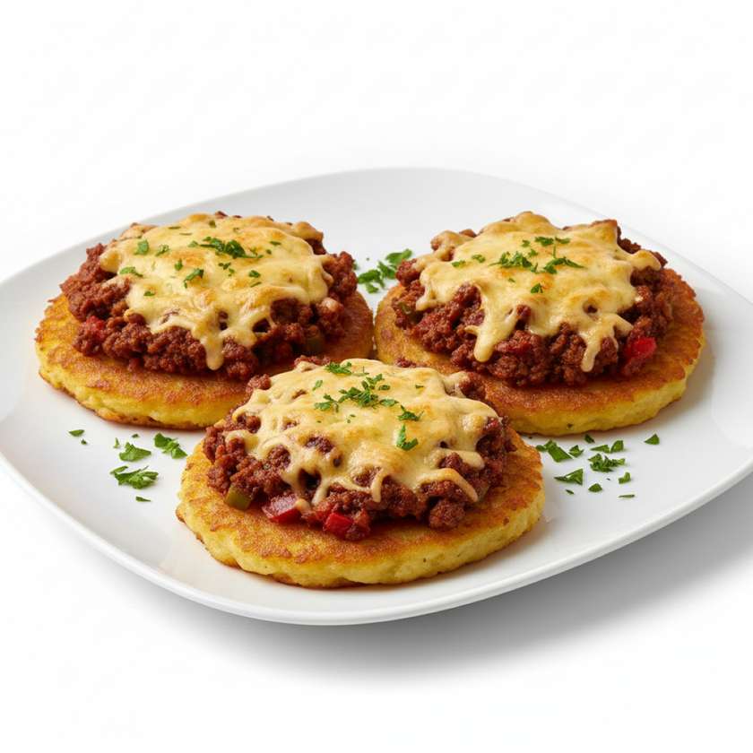 Bramboráčky s pikantní masovou směsí a sýrem (1,3,7)