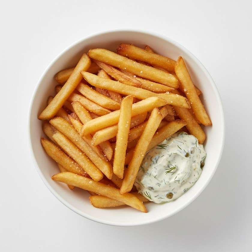 Fried fries with tartar sauce