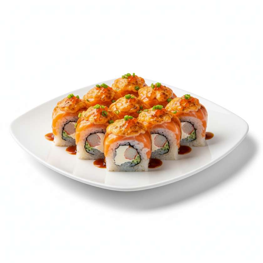 Salmon volcano roll