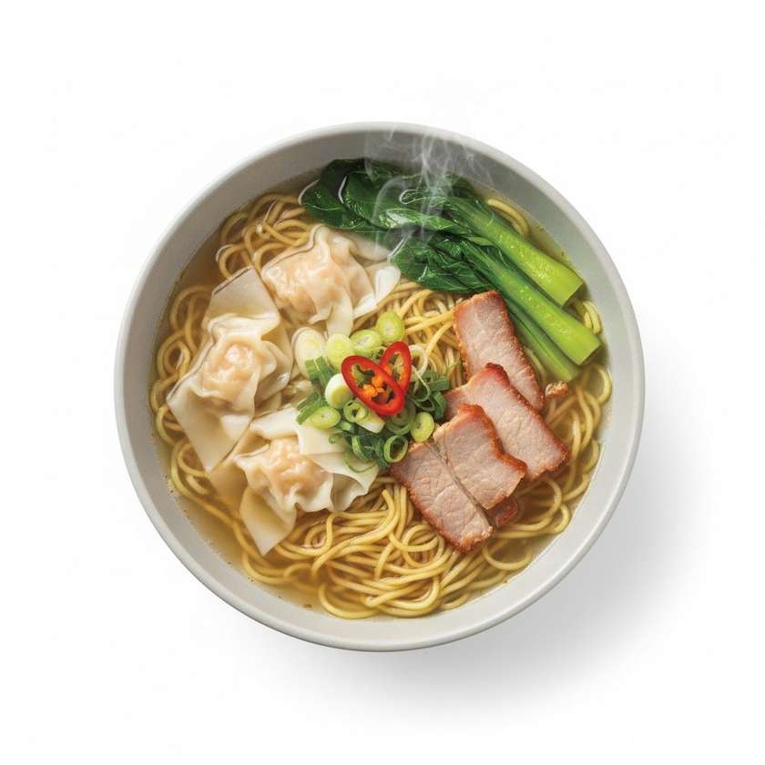 Egg Noodle Soup with Wonton and Pork
