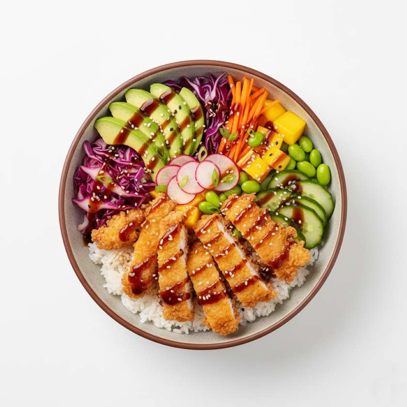 Chicken tempura poke bowl