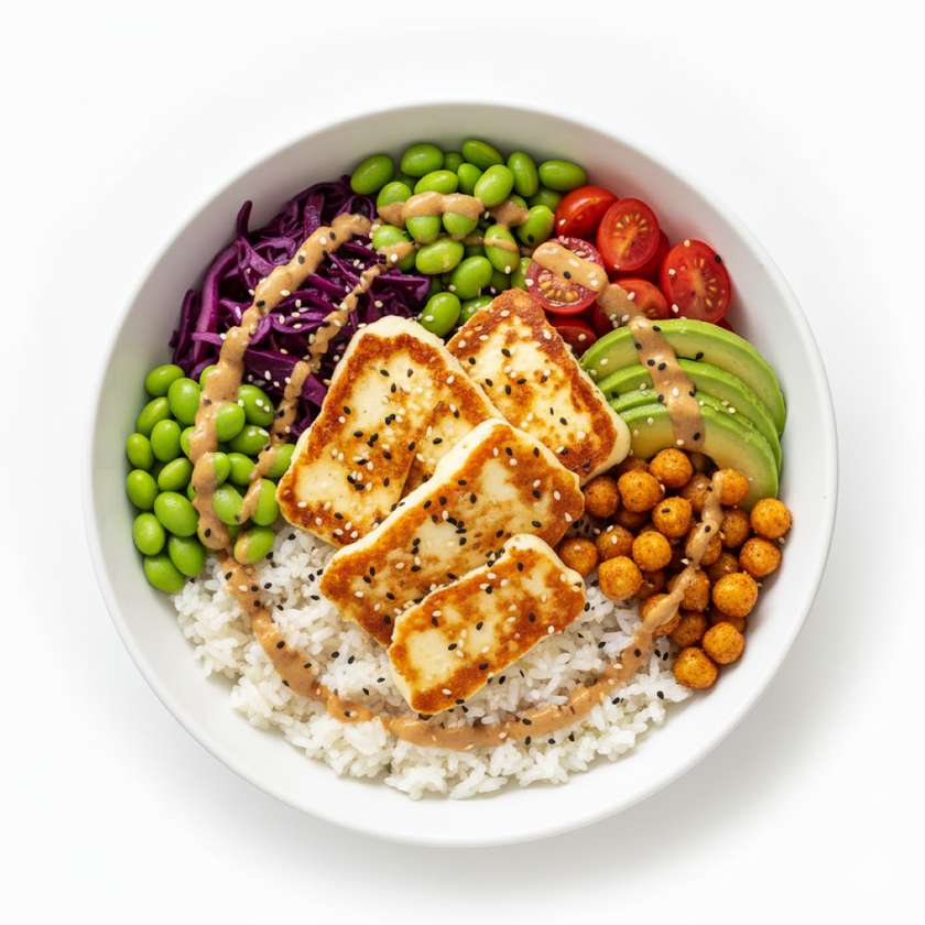 Grilled Halloumi Rice Bowl
