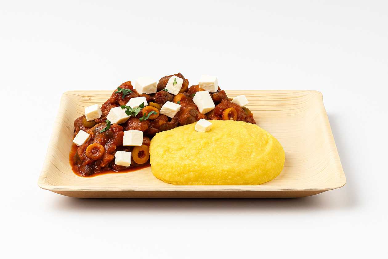 Tuci haiducesc cu ficatei de pui in sos rosu si mamaliga