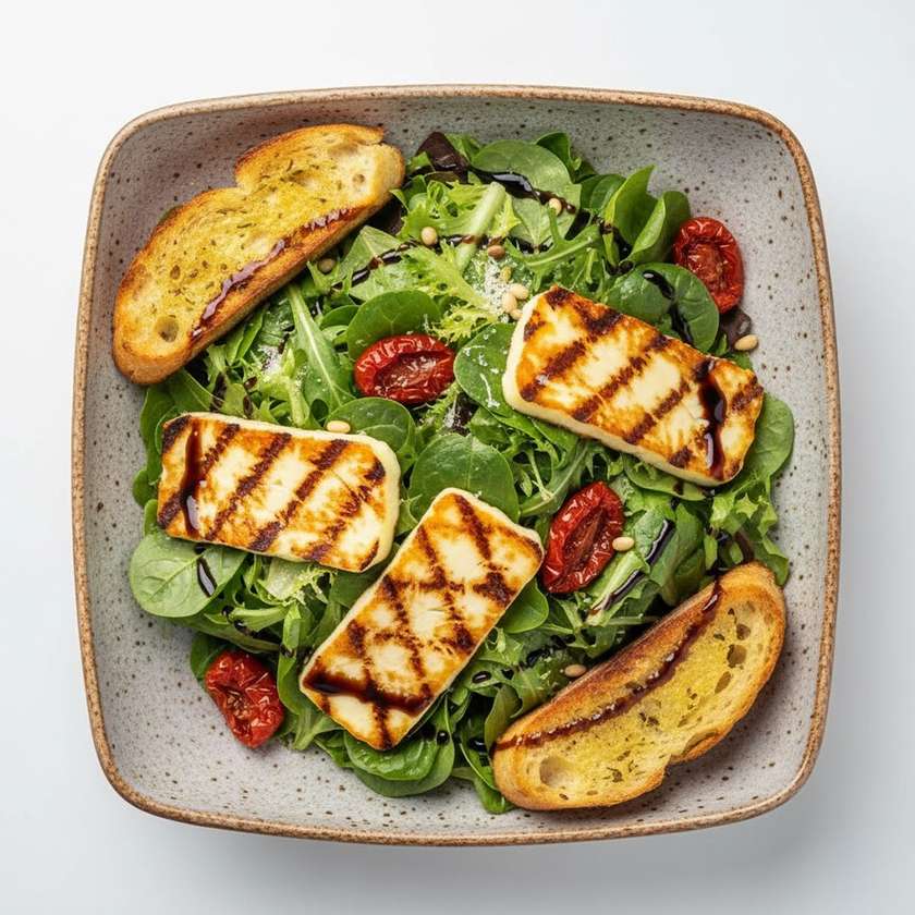 Salad with halloumi cheese