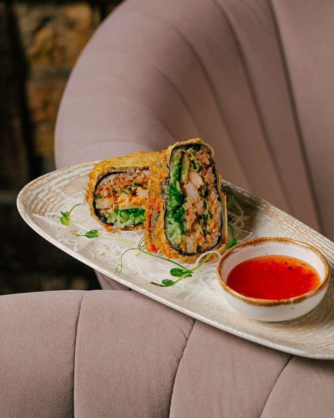 Asian burger with shrimp